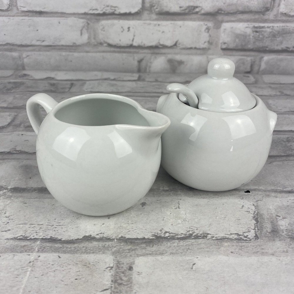 Bia Cordon Bleu White Sugar and Creamer Set With Spoon Porcelain